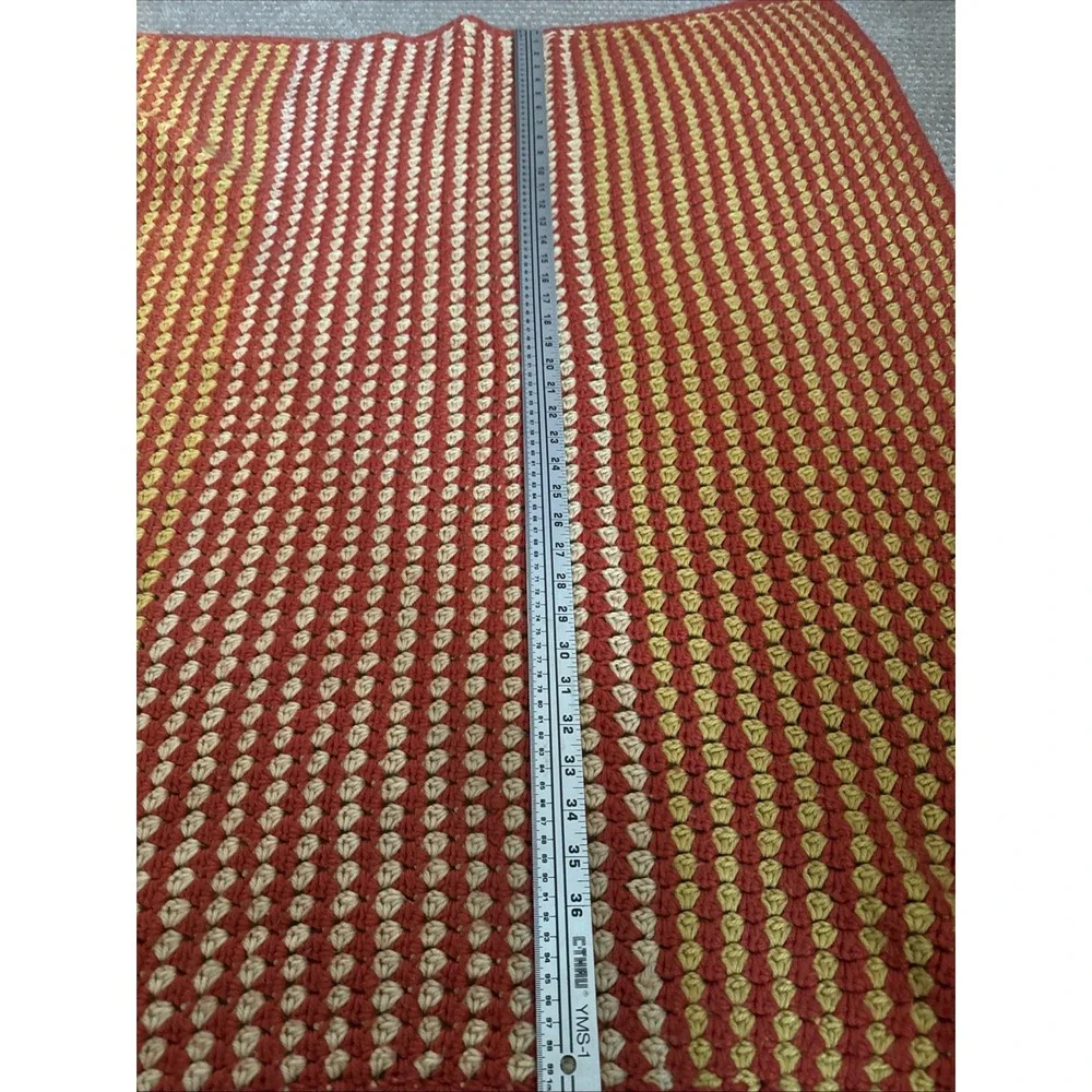 Hand‎ Made Crochet Throw Blanket/Afghan Yellow/Orange 40 X 37